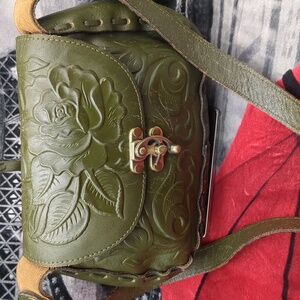 Patricia Nash Micaela Rose Tooled Olive Leather Bag